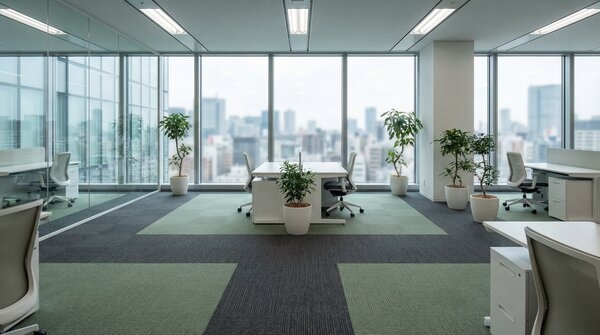 Carpet tiles installed in office environment