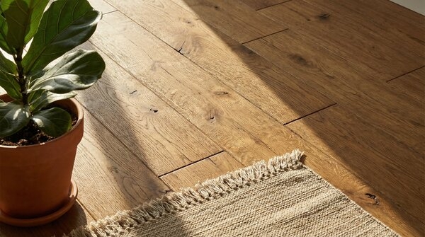 Timber floor finished with low VOC oil coating