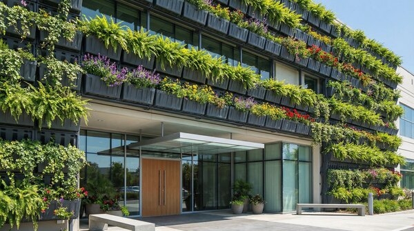 Modular green wall planter system used for façade greening