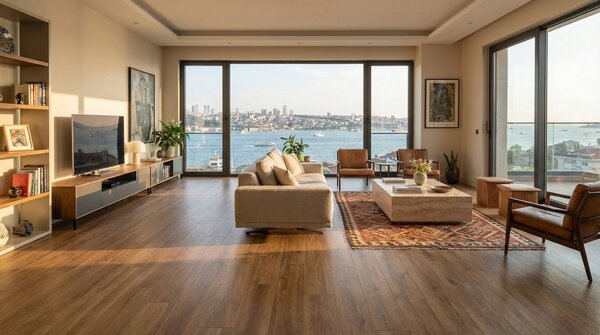 Porcelain tiles used on floor and wall in lobby