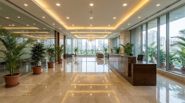 Full body vitrified tiles in large interior space